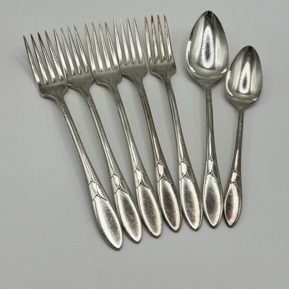 Oneida Community LADY HAMILTON  Silver Plate  Dinner Forks Spoons Mixed Lot Of 7